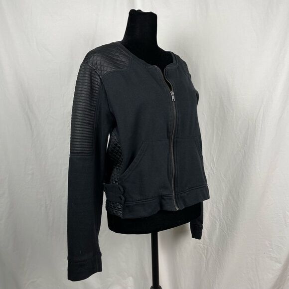 Fabletics Black Full Zip Fleece Lined Sweatshirt - Women’s L - Picture 3 of 4